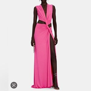 Sid Neigum 
Cut-Out Jersey Maxi Dress
Color: PINK 
Size: P